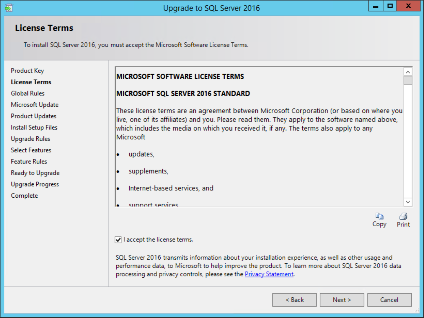 SQL License terms