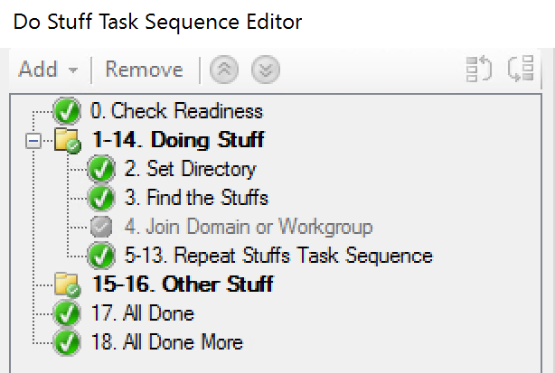 Task Sequence with numbers